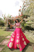 Pink Roman Silk Lahenga Choli - Side View | Samyak Fashion