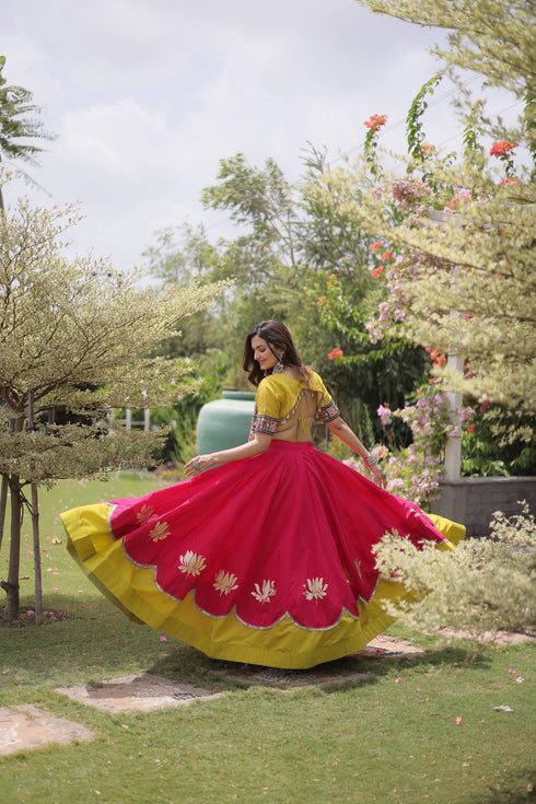 Pink Roman Silk Lehenga Choli - Back View | Samyak Fashion