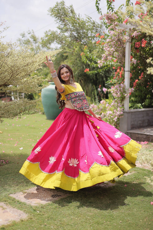 Pink Roman Silk Lehenga Choli - Close-up View | Samyak Fashion