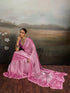 Pink Satin Elegant Party Wear Saree Collection With Blouse - Side View | Samyak Fashion