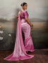 Pink Satin Elegant Party Wear Saree Collection With Blouse - Detail View | Samyak Fashion
