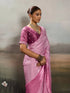 Pink Satin Elegant Party Wear Saree Collection With Blouse - Close-up View | Samyak Fashion