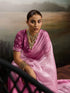 Pink Satin Elegant Party Wear Saree Collection With Blouse - Full View | Samyak Fashion