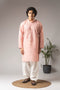 Pink Silk Blend Mens Kurta With Payjama - Front View | Samyak Fashion
