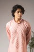 Pink Silk Blend Mens Kurta With Payjama - Side View | Samyak Fashion