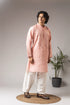 Pink Silk Blend Mens Kurta With Payjama - Close-up View | Samyak Fashion