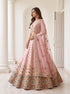 Pink Silk Lehenga Choli - Detail View | Samyak Fashion
