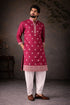 Pink Silk Mens For A Festive And Kurta With Payjama - Front View | Samyak Fashion