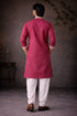 Pink Silk Mens For A Festive And Kurta With Payjama - Back View | Samyak Fashion