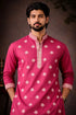 Pink Silk Mens For A Festive And Kurta With Payjama - Side View | Samyak Fashion