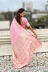 Pink Soft Banarasi Satin Mashroo Silk Party Wear Saree With Blouse - Back View | Samyak Fashion