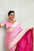 Pink Soft Banarasi Satin Mashroo Silk Party Wear Saree With Blouse - Detail View | Samyak Fashion