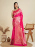 Pink Soft Kanjivaram Silk Traditional Function Wear Soft Kanjivaram Silk Saree Collection With Blouse - Back View | Samyak Fashion