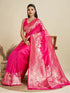 Pink Soft Kanjivaram Silk Traditional Function Wear Soft Kanjivaram Silk Saree Collection With Blouse - Side View | Samyak Fashion