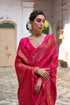 Pink Soft Pashmina Silk Designer Function Wear Saree Collection With Blouse - Detail View | Samyak Fashion