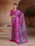 Pink Soft Satin Georgette Elegant Party Wear Saree Collection With Blouse - Front View | Samyak Fashion