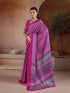 Pink Soft Satin Georgette Elegant Party Wear Saree Collection With Blouse - Side View | Samyak Fashion