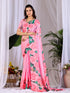 Pink Soft Satin Georgette Saree With Blouse - Front View | Samyak Fashion