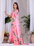 Pink Soft Satin Georgette Saree With Blouse - Back View | Samyak Fashion
