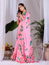 Pink Soft Satin Georgette Saree With Blouse - Detail View | Samyak Fashion