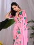 Pink Soft Satin Georgette Saree With Blouse - Styled View | Samyak Fashion