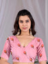 Pink Soft Satin Georgette Saree With Blouse - Front View | Samyak Fashion
