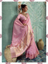 Pink Tissue Cotton Party Wear Saree With Blouse - Front View | Samyak Fashion
