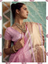 Pink Tissue Cotton Party Wear Saree With Blouse - Back View | Samyak Fashion