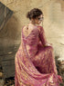 Pink Velvet Satin Party Wear Saree With Blouse - Side View | Samyak Fashion