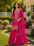 Pink Viscose Jacquard Silk Salwar Suit - Back View | Samyak Fashion
