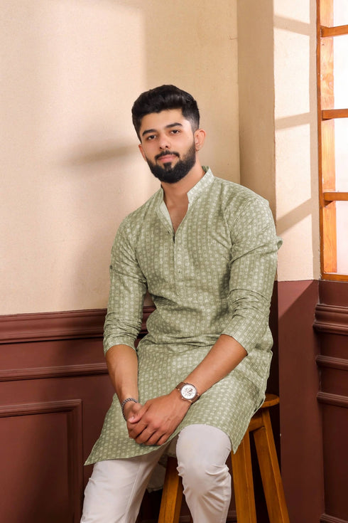 Pista Art Silk Mens Kurta With Payjama - Side View | Samyak Fashion