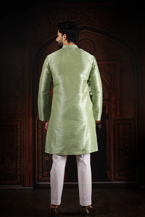 Pista Art Silk Mens Kurta With Payjama - Back View | Samyak Fashion