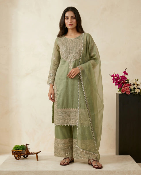 Pista Fendy Silk Elegant Salwar Suit - Back View | Samyak Fashion