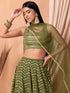 Pista Georgette Lehenga Choli - Side View | Samyak Fashion