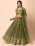 Pista Georgette Lehenga Choli - Detail View | Samyak Fashion