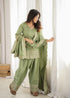 Pista Glass Roman Silk Elementary Suit - Back View | Samyak Fashion
