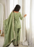 Pista Glass Roman Silk Elementary Suit - Close-up View | Samyak Fashion