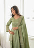 Pista Glass Roman Silk Elementary Suit - Full View | Samyak Fashion
