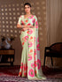 Pista Green Soft Satin Georgette Saree With Blouse - Front View | Samyak Fashion