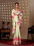 Pista Green Soft Satin Georgette Saree With Blouse - Back View | Samyak Fashion