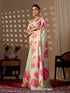 Pista Green Soft Satin Georgette Saree With Blouse - Side View | Samyak Fashion