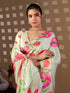 Pista Green Soft Satin Georgette Saree With Blouse - Full View | Samyak Fashion