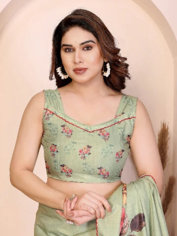 Pista Manipuri Silk Elegant Party Wear Saree Collection With Blouse - Full View | Samyak Fashion