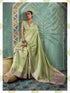 Pista Tissue Cotton Party Wear Saree With Blouse - Back View | Samyak Fashion