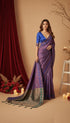 Purple Art Silk Saree With Blouse - Front View | Samyak Fashion