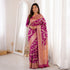 Purple Banarasi Soft Silk Party Wear Saree With Blouse - Front View | Samyak Fashion