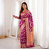 Purple Banarasi Soft Silk Party Wear Saree With Blouse - Back View | Samyak Fashion