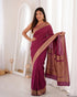 Purple Banarasi Soft Silk Party Wear Saree With Blouse - Back View | Samyak Fashion