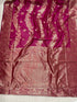 Purple Banarasi Soft Silk Party Wear Saree With Blouse - Side View | Samyak Fashion
