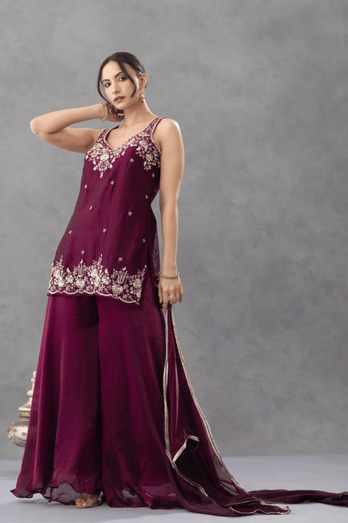 Purple Chartin Salwar Suits - Detail View | Samyak Fashion